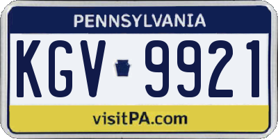 PA license plate KGV9921