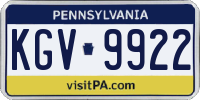 PA license plate KGV9922