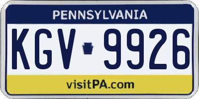 PA license plate KGV9926