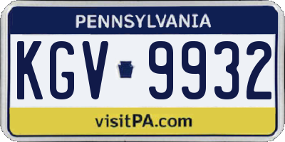 PA license plate KGV9932