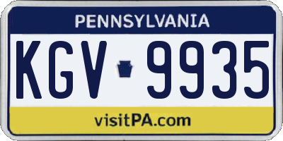 PA license plate KGV9935
