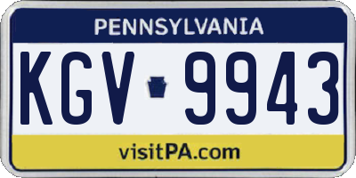 PA license plate KGV9943