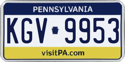 PA license plate KGV9953