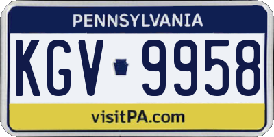 PA license plate KGV9958
