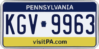 PA license plate KGV9963