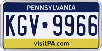 PA license plate KGV9966