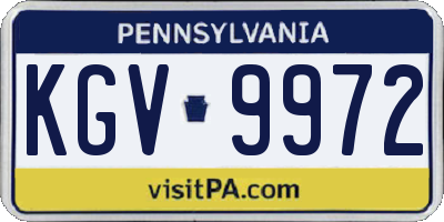 PA license plate KGV9972
