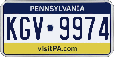 PA license plate KGV9974