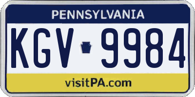 PA license plate KGV9984