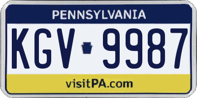 PA license plate KGV9987