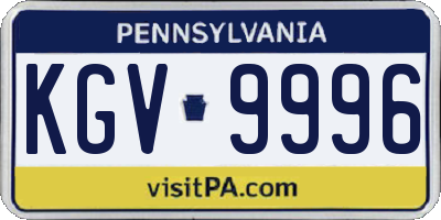 PA license plate KGV9996