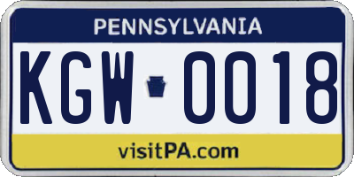 PA license plate KGW0018