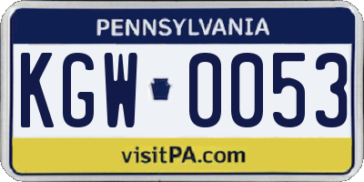 PA license plate KGW0053