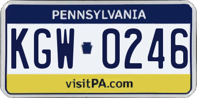 PA license plate KGW0246
