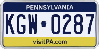 PA license plate KGW0287