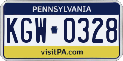 PA license plate KGW0328