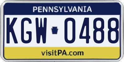 PA license plate KGW0488