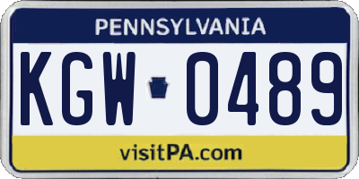 PA license plate KGW0489