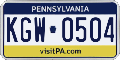 PA license plate KGW0504