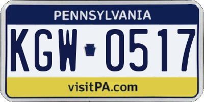PA license plate KGW0517