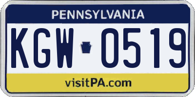 PA license plate KGW0519