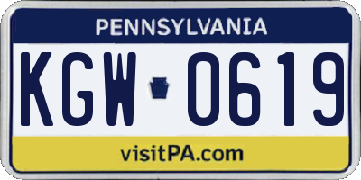PA license plate KGW0619