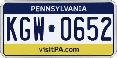 PA license plate KGW0652