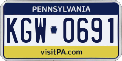 PA license plate KGW0691