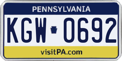 PA license plate KGW0692