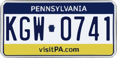 PA license plate KGW0741