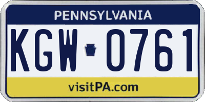 PA license plate KGW0761
