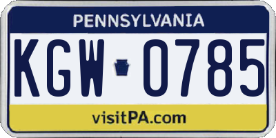 PA license plate KGW0785