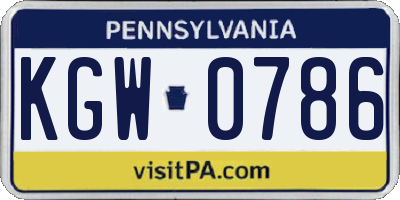 PA license plate KGW0786