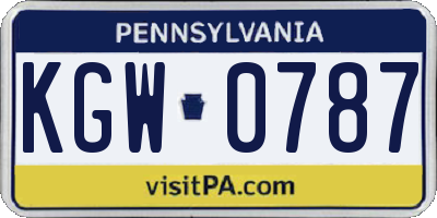 PA license plate KGW0787