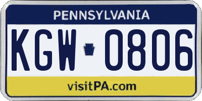 PA license plate KGW0806