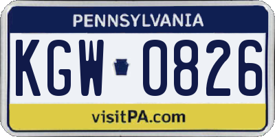 PA license plate KGW0826