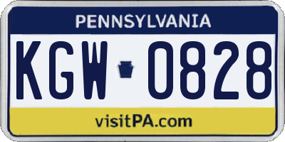 PA license plate KGW0828