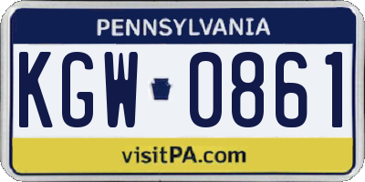 PA license plate KGW0861