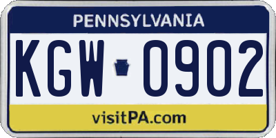 PA license plate KGW0902
