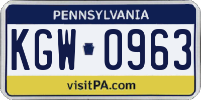 PA license plate KGW0963