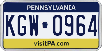 PA license plate KGW0964