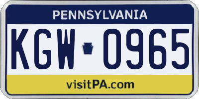 PA license plate KGW0965