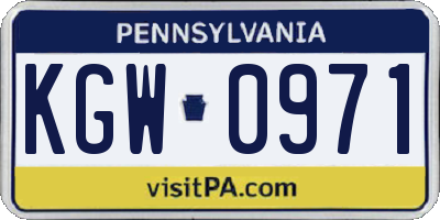 PA license plate KGW0971