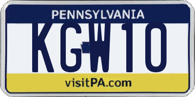 PA license plate KGW10