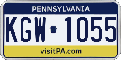 PA license plate KGW1055