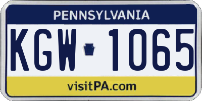 PA license plate KGW1065
