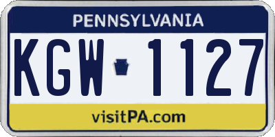 PA license plate KGW1127