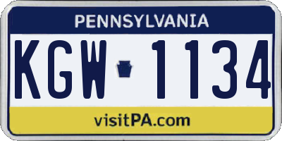 PA license plate KGW1134