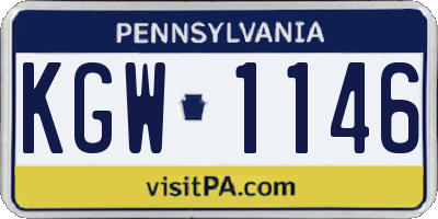 PA license plate KGW1146