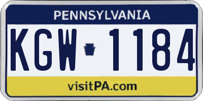 PA license plate KGW1184
